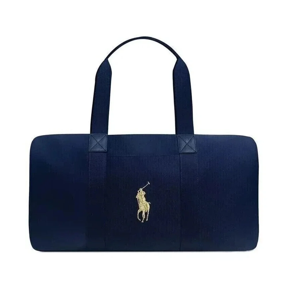 Ralph Lauren Men's Holiday Gold Pony Duffle Gym Weekend Carry On Navy Blue OS